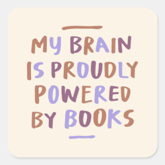 Bokar Brain Bookworm Hand Lettering Fyrkantigt Klistermärke