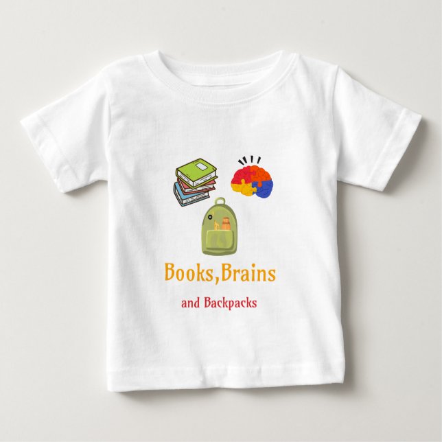 Bokar Brains and Backpackacks School, som börjar T Shirt (Framsida)