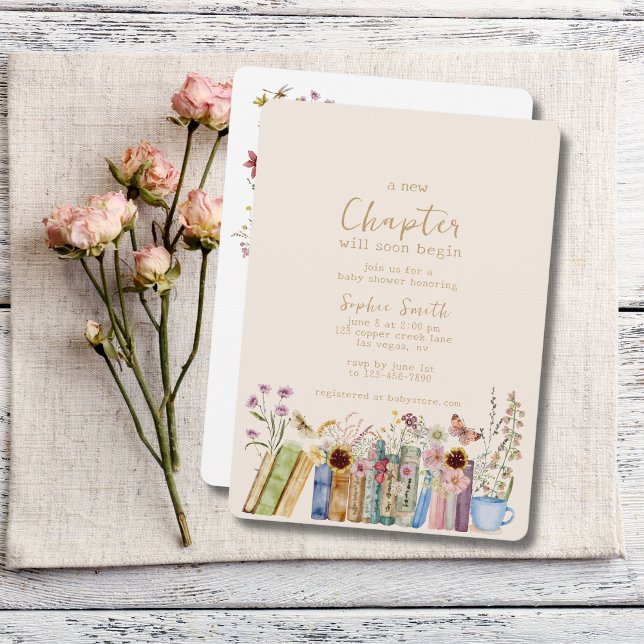 Bokar & Brunch A New Chapter Baby Shower Inbjudningar (Skapare uppladdad)