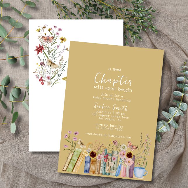 Bokar & Brunch A New Chapter Baby Shower Inbjudningar (Skapare uppladdad)