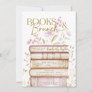 Bokar & Brunch Story Bok Inbjudningskort för möhip