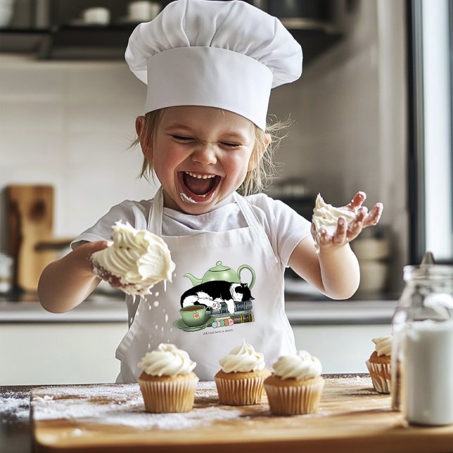 Bokar Cat Tea Cute Barnförkläde (Skapare uppladdad)