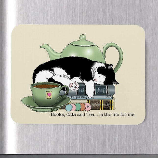 Bokar Cat Tea Cute Magnet (Skapare uppladdad)