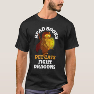 Bokar Cats Dragon Bookish Bookworm Reading Bibliop T Shirt