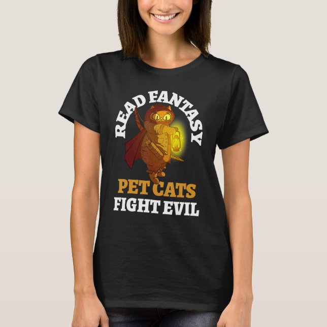 Bokar Cats Evil Bookish Bookworm Fantasy Biblioph T Shirt (Framsida)