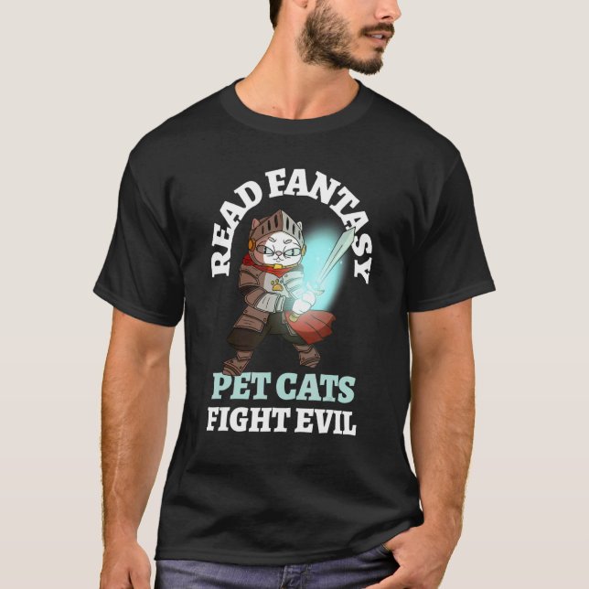 Bokar Cats Evil Knight Bookish Fantasy Cat Biblio T Shirt (Framsida)