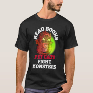 Bokar Cats Fight Monsters Bookish Magic Dragon Rea T Shirt