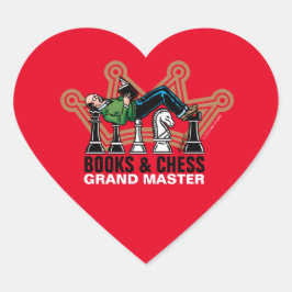 Bokar & Chess Grand Master Hjärtformat Klistermärke