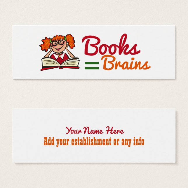 Bokar Equal Brains bokmärke Litet Visitkort (Framsida & baksida)