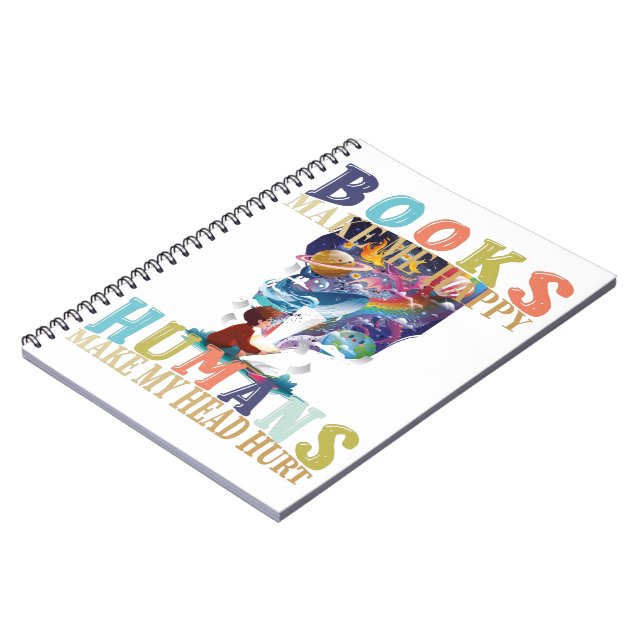 Bokar får mig Lycklig Humans att få mitt huvud Ont Anteckningsbok (Vänstra Sidan)