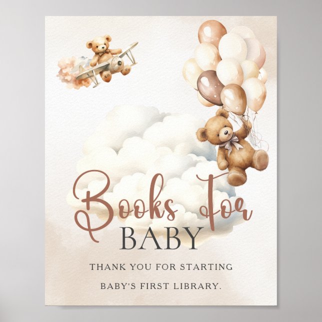 BOKAR FOR BABY Baby Shower Sign Vi kan vänta Poster (Framsidan)