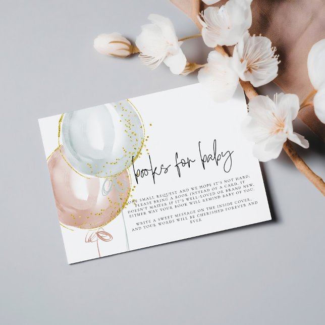 Bokar för Baby Balloon Gender Reveal Baby Shower Tilläggskort (Books for Baby Balloon Gender Reveal Baby Shower Enclosure Card)