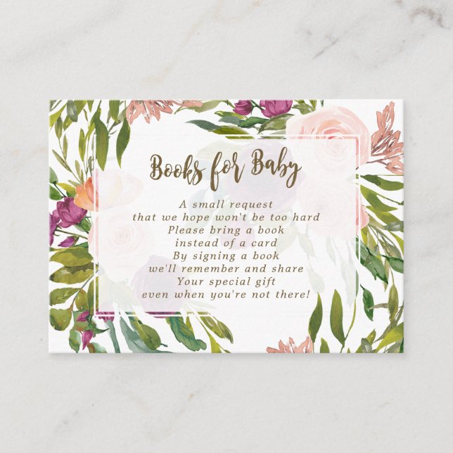 bokar för baby-begärandekort för gröna blommigtar tilläggskort (Framsida)