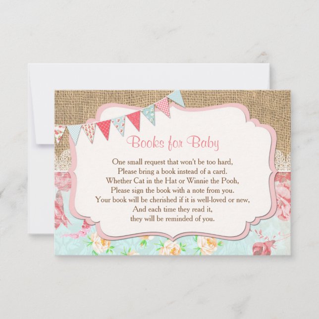 Bokar för baby, begärandepost för blommigt-bok-bro inbjudningar (Framsida)