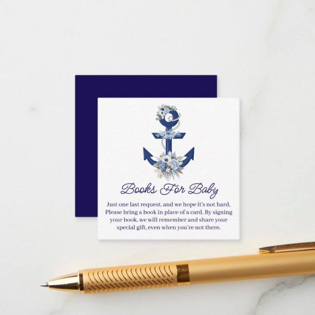 bokar för baby, blommigt nautisk babydusch tilläggskort (Fram/Back In Situ)