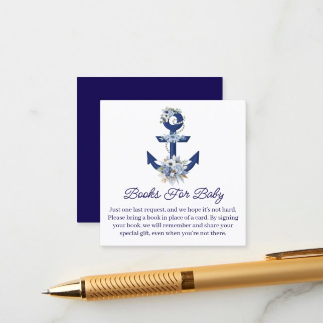 bokar för baby, blommigt nautisk babydusch tilläggskort (Fram/Back In Situ)