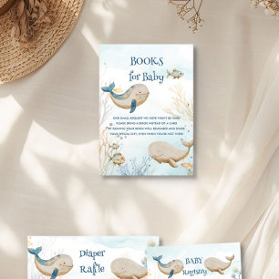 Bokar för Baby blue Beige Whale Baby Shower Tilläggskort