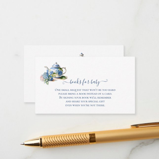 Bokar för Baby blue Hydrangea Tea Party Tilläggskort (Fram/Back In Situ)