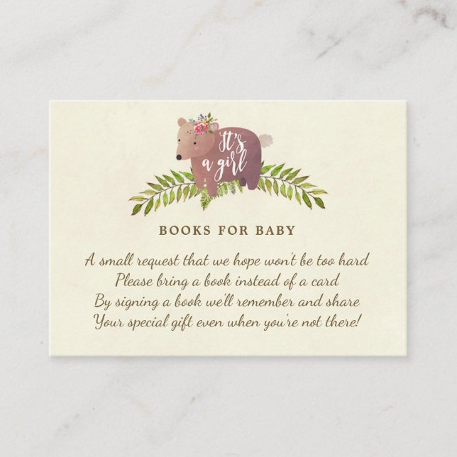 bokar för baby bok begär kort med söt björnflicka (Framsida)