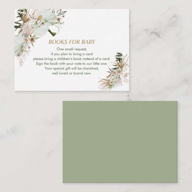 Bokar för Baby, Bok-begäran, Boho Baby Shower Enc Tilläggskort (Fram/baksida)