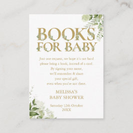 Bokar for Baby Bok Request Guld Baby Shower Tilläggskort