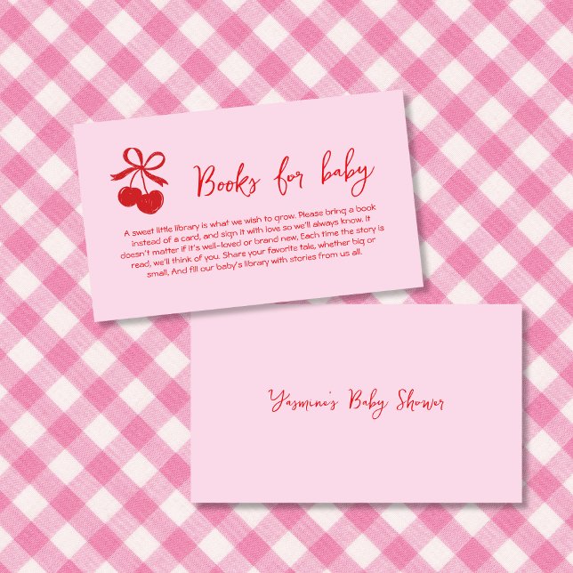 Bokar för Baby Bow Cherry Rosa & Red Hand plockade Tilläggskort (Books For Baby Bow Cherry Pink & Red Hand Drawn Enclosure Card)