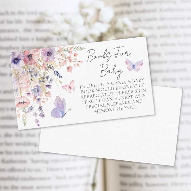 Bokar för Baby Butterfly Wildblomme Baby Shower Tilläggskort (Books For Baby Butterfly Wildflower Baby Shower Enclosure Card )