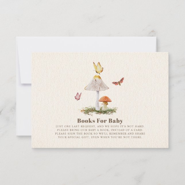 Bokar för Baby Butterfly Woodland Mushroom Inbjudningar (Framsida)