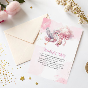 Bokar för Baby Card Stork & Cloud Flicka Theme Tilläggskort