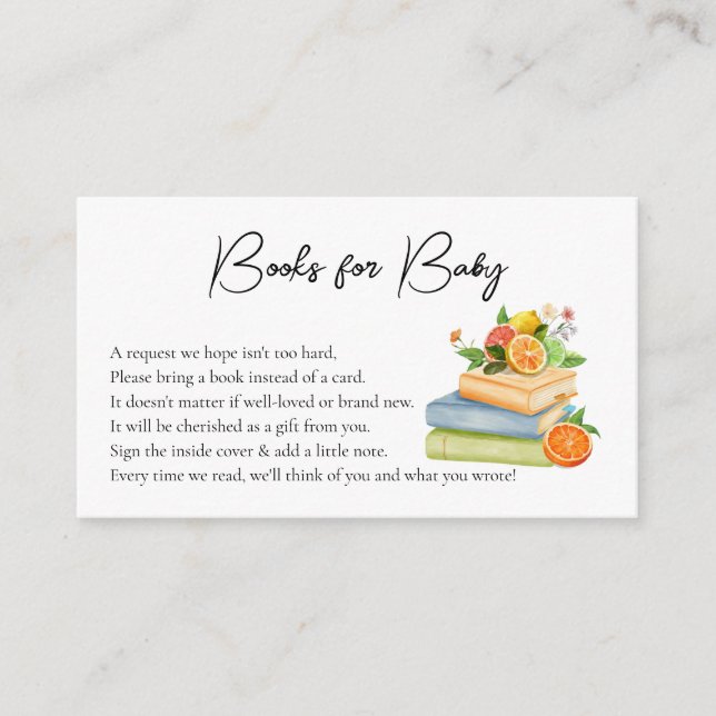 Bokar för Baby Citrus Little Cutie Baby Shower Tilläggskort (Framsida)