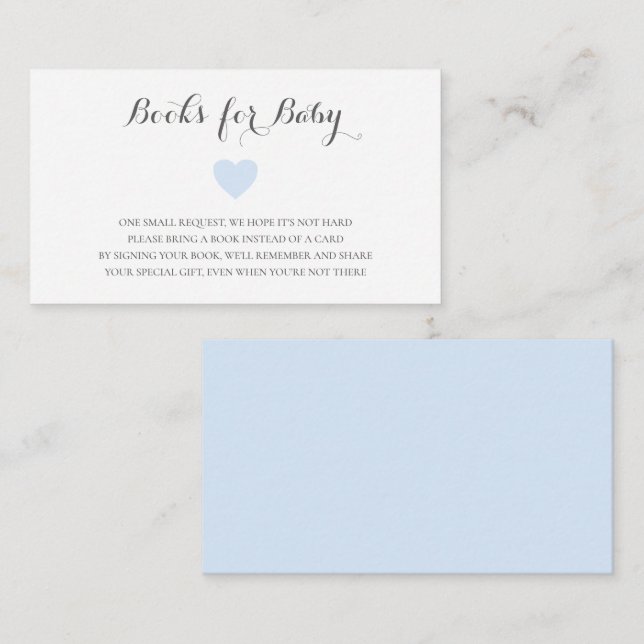 Bokar för Baby Cute Blue Heart Boy Shower Tilläggskort (Fram/baksida)
