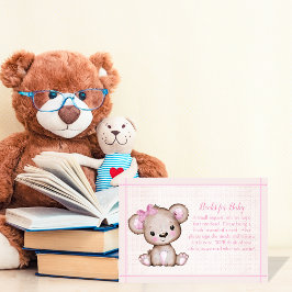 Bokar för Baby Cute Brown Bear for Girl Shower Tilläggskort
