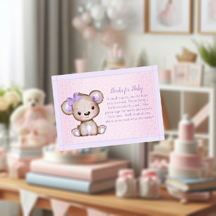 Bokar för Baby Cute Lila Bear for Girl Shower en Tilläggskort