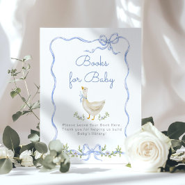 Bokar för baby Fånig Goose Blue Bow babydusch Poster