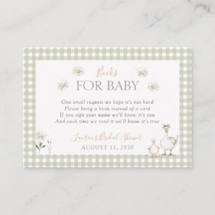 Bokar för Baby Fånig Goose Whimsical Grönt Shower Tilläggskort