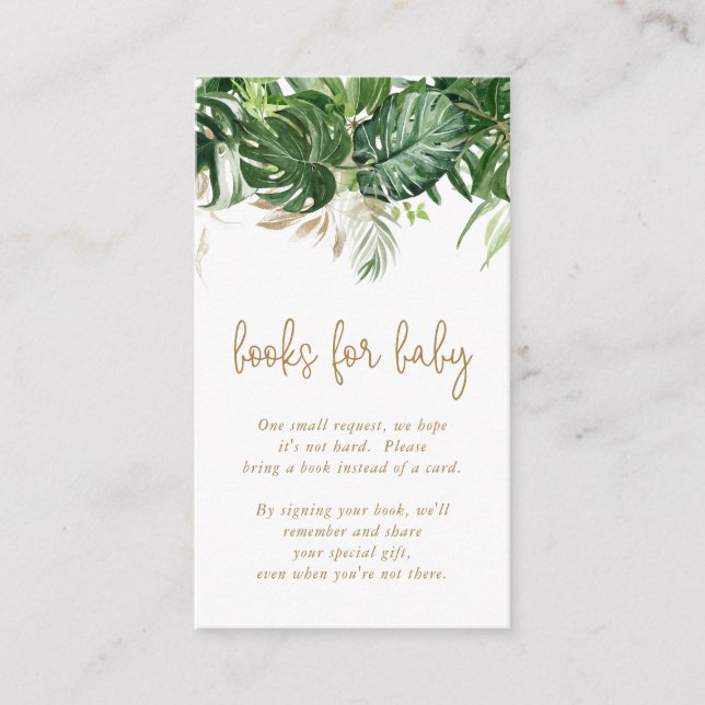 Bokar för Baby Grey Guld Tropical Baby Shower Tilläggskort (Framsida)