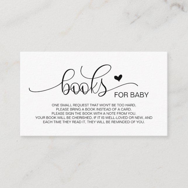 Bokar för baby, handsskript för svart skrift tilläggskort (Framsida)