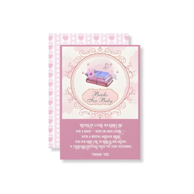 Bokar för Baby-inhägnadskort Tilläggskort (books-for-baby-shower-enclosure-card-purple-pony-dreams-collection)