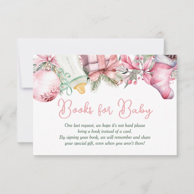 Bokar för Baby jultomten Rosa Baby Shower Inbjudningar (Framsida)
