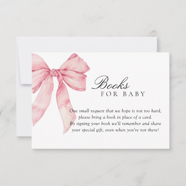 Bokar för Baby-kort, Rosa Bow Girl Baby Shower Inbjudningar (Framsida)
