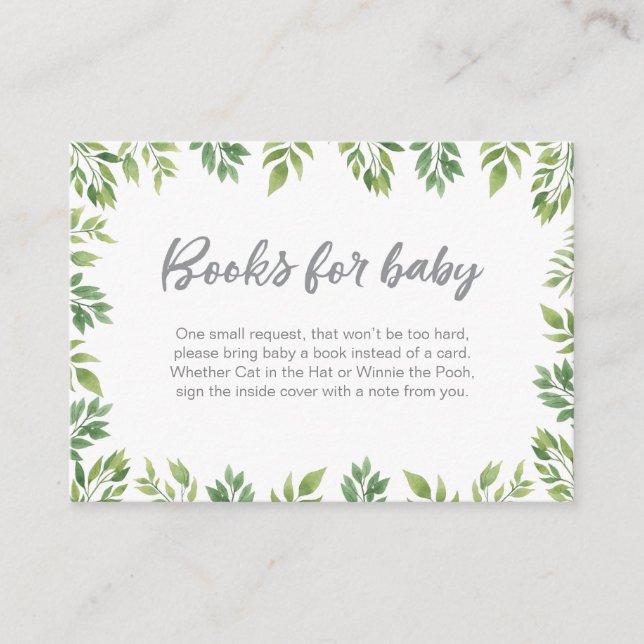 Bokar för baby leafy Baby Shower-infogningskort Tilläggskort (Framsida)