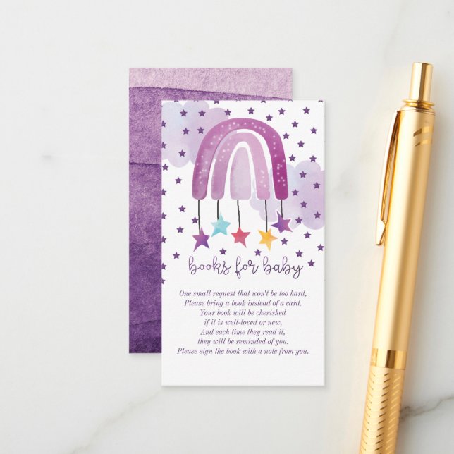Bokar för Baby Lila Rainbow Baby Shower Tilläggskort (Fram/Back In Situ)