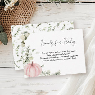 Bokar för Baby Little Pumpkin Rosa Baby Shower Tilläggskort