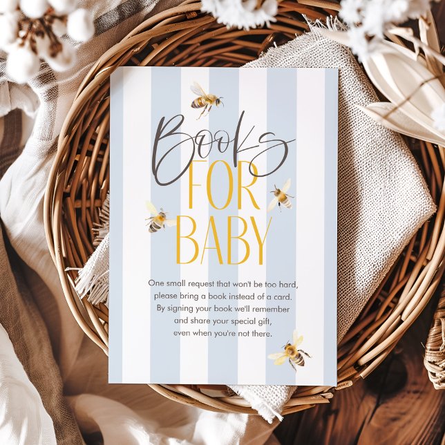 Bokar för Baby Mamma till Bee Blue Baby Shower Tilläggskort (Skapare uppladdad)