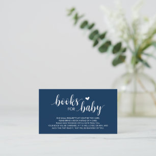 Bokar för baby, Modern Cute Navy Blue Script E Tilläggskort