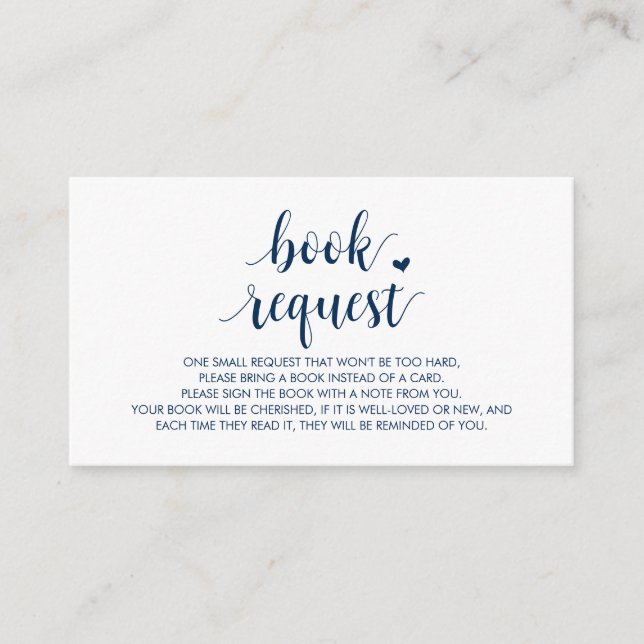 Bokar för baby, Modern Cute Navy Blue Script Tilläggskort (Framsida)