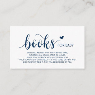 Bokar för baby, Modern Rustic Navy Blue Script Tilläggskort