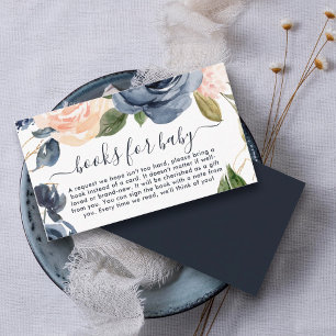 Bokar för Baby Navy Rosa Blommigt Baby Shower Tilläggskort