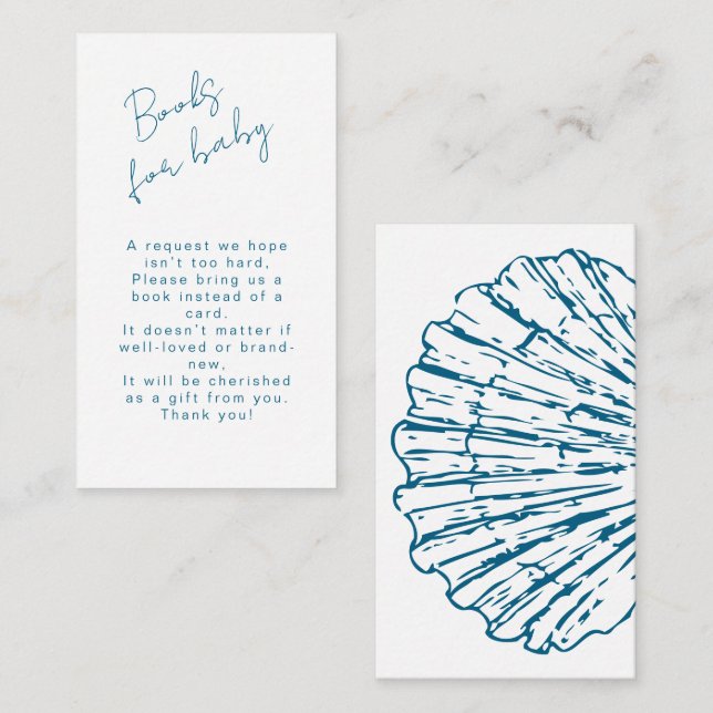 Bokar för Baby Ocean Blue Scallop Pojke Shower Tilläggskort (Fram/baksida)