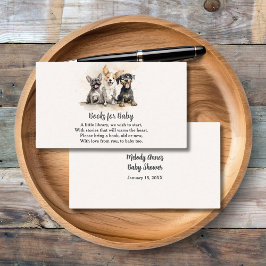 Bokar för Baby Puppy Hund Watercolor Baby Shower Tilläggskort